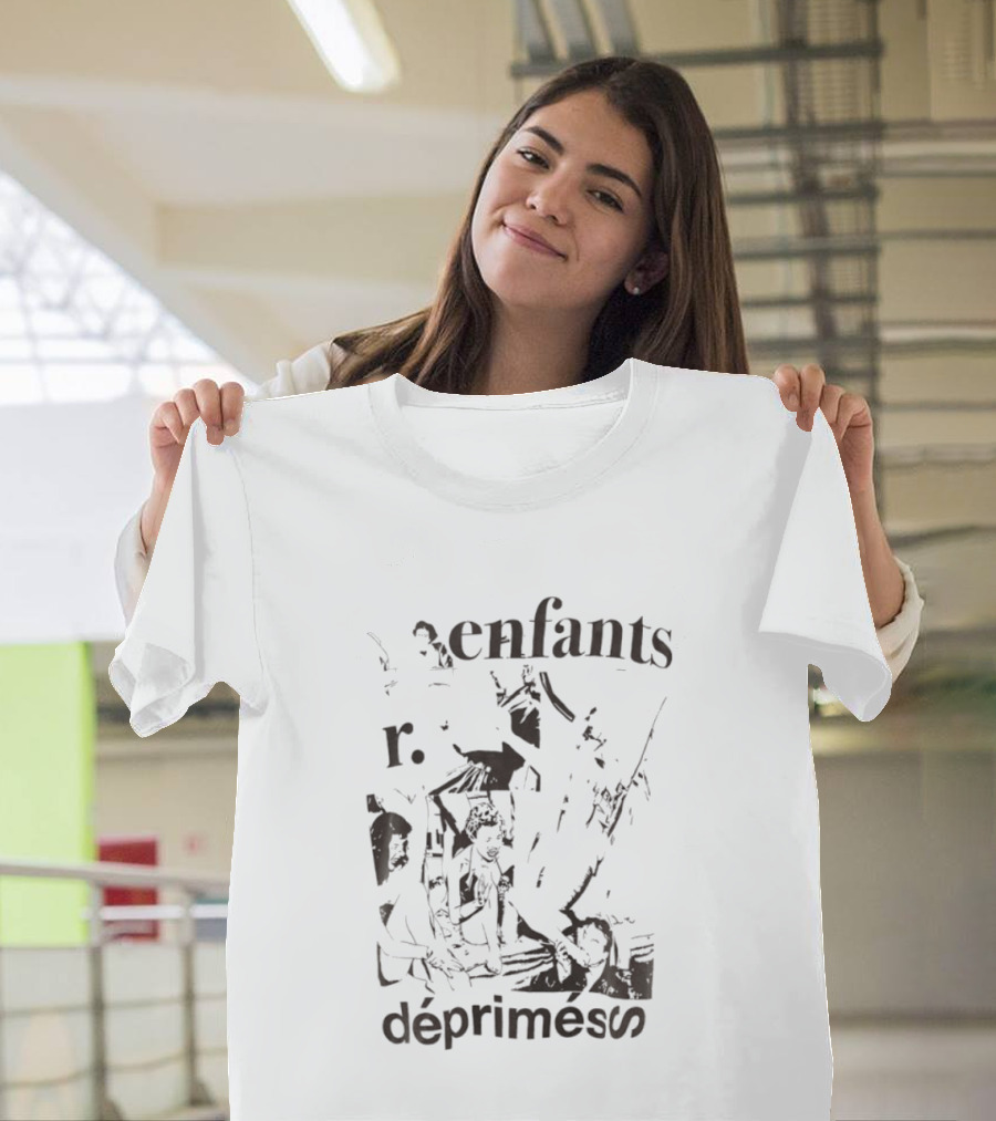 Enfants R Deprimes Monochrome Sketch Print T-Shirt