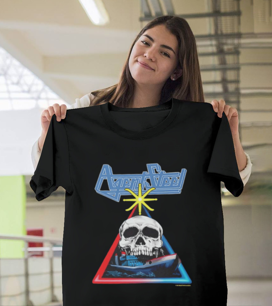 Agent Steel The Road To Atlantis Tour 1987 Skull Ship London Hamburg Two Sided T-Shirt