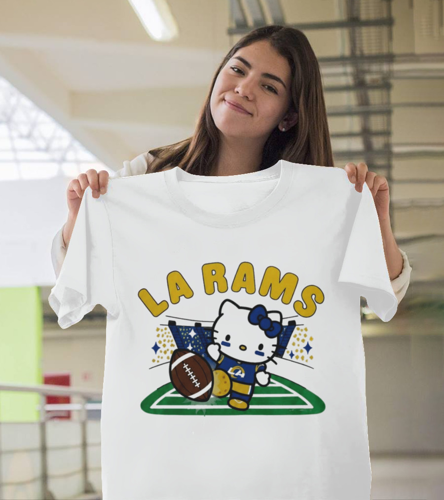 LA Rams Hello Kitty Football Kicking Stadium Scene T-Shirt