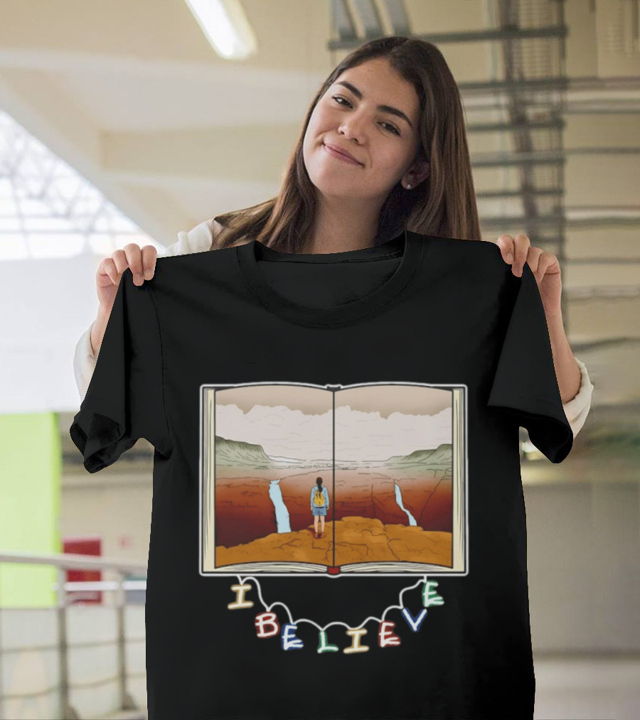 I Believe Open Book Landscape Journey Adventure T-Shirt