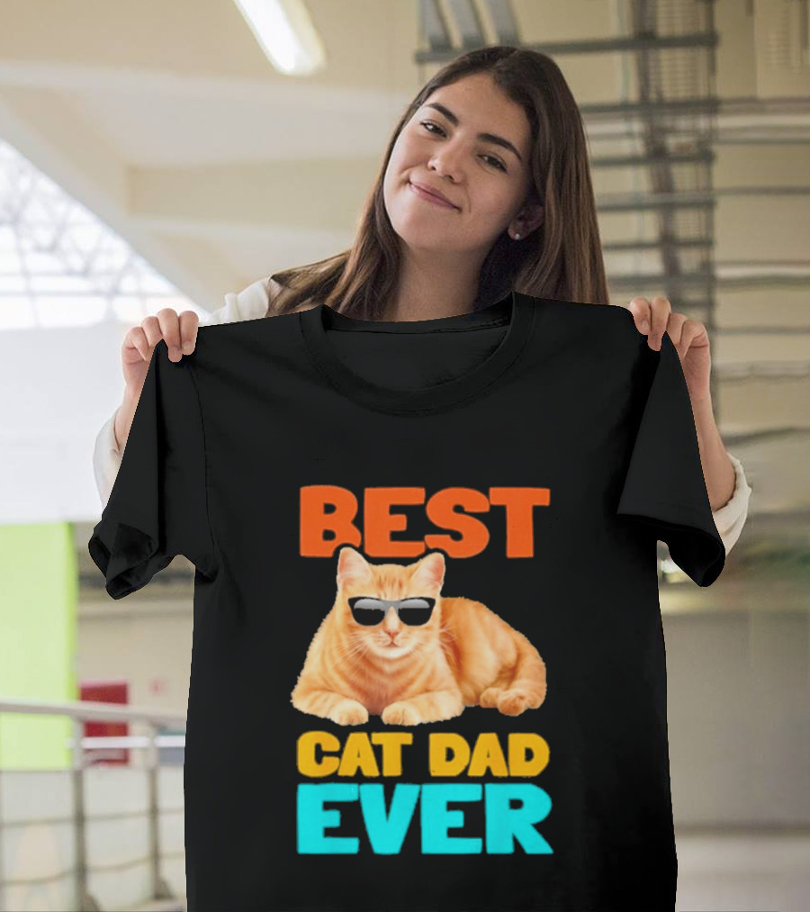 Best Cat Dad Ever Tabby Owner Birthday Fathers Day T-Shirt