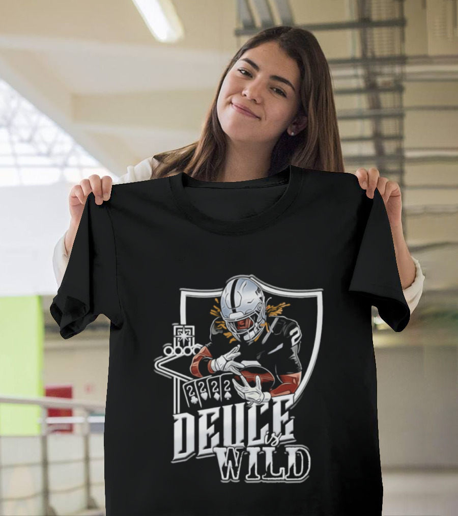 Deuce Is Wild Las Vegas Raiders Football Poker Theme Iconic Quarterback T-Shirt