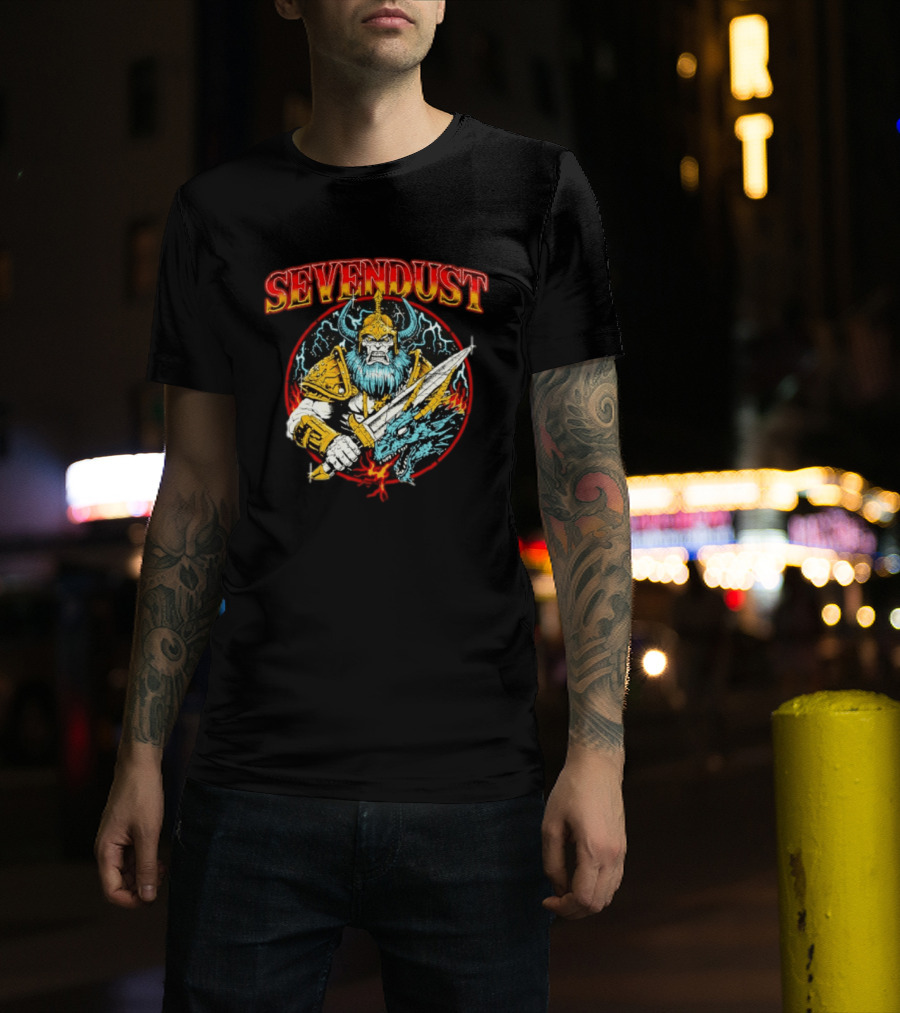 Sevendust Viking Warrior Dragon Battle Axe Power T-Shirt