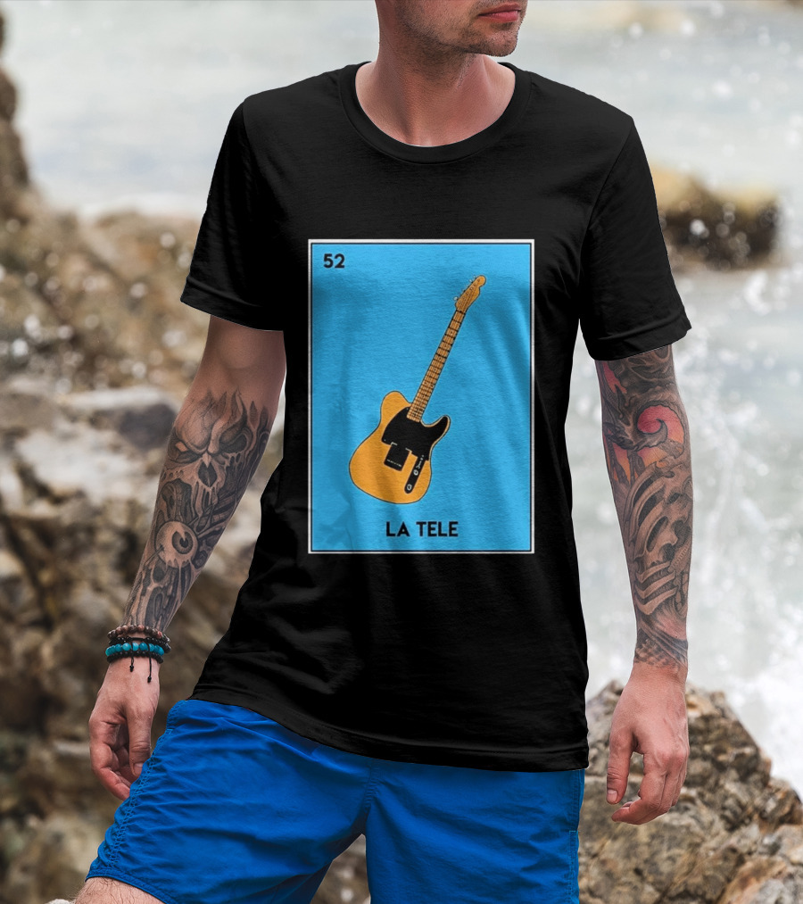 Jeff Garlin La Tele 52 Guitar Image With Number On Blue T-Shirt