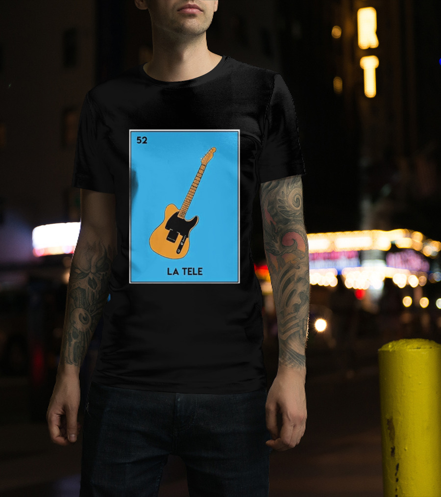 Jeff Garlin La Tele 52 Guitar Image With Number On Blue T-Shirt
