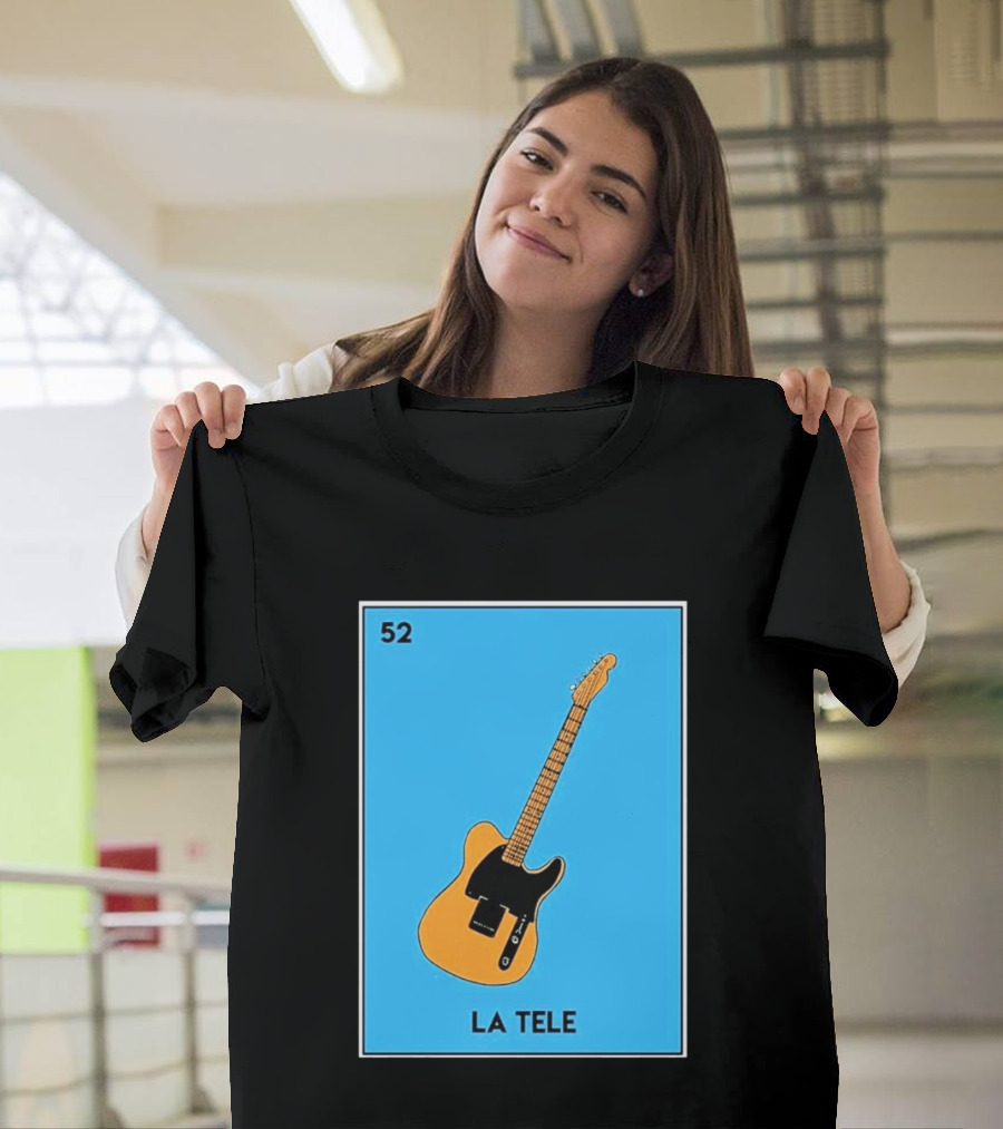 Jeff Garlin La Tele 52 Guitar Image With Number On Blue T-Shirt