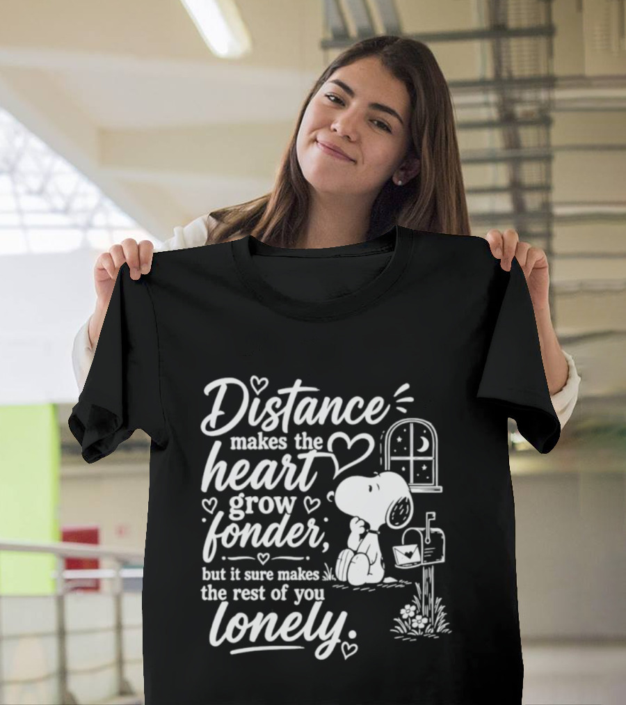 Snoopy Distance Makes The Heart Grow Fonder Lonely Mailbox Scene T-Shirt