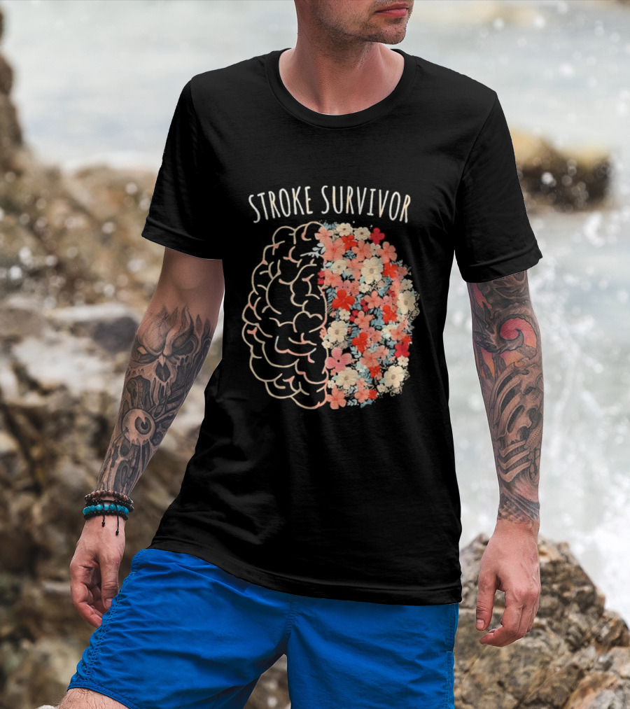 Stroke Survivor Brain With Floral T-Shirt