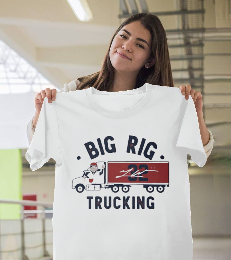 Big Rig Trucking 32 Cartoon Truck Driver With Red Cap T-Shirt
