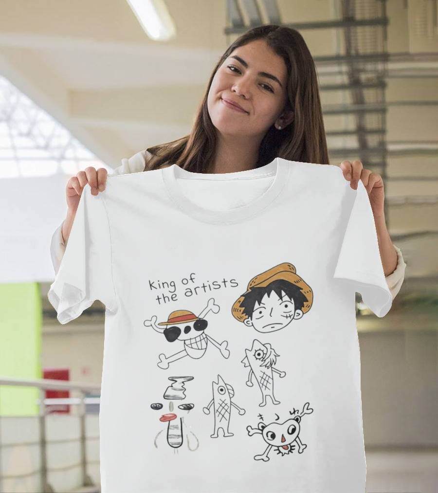 King Of The Artists One Piece Straw Hat Skull Luffy Sketches T-Shirt