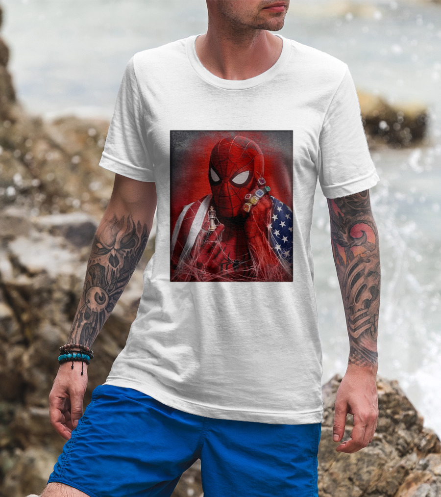 Spider Man Infinity Gauntlet Chess Piece American Flag Avengers Endgame Russo Brothers T-Shirt