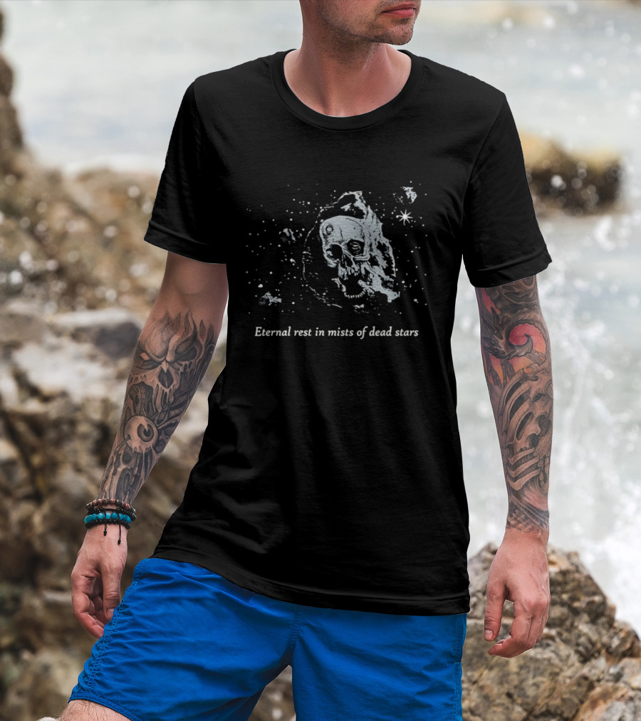 Eternal Rest In Mists Of Dead Stars Skull Space T-Shirt