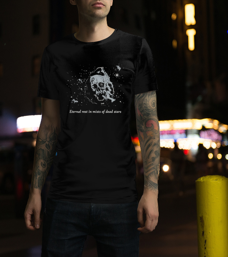 Eternal Rest In Mists Of Dead Stars Skull Space T-Shirt