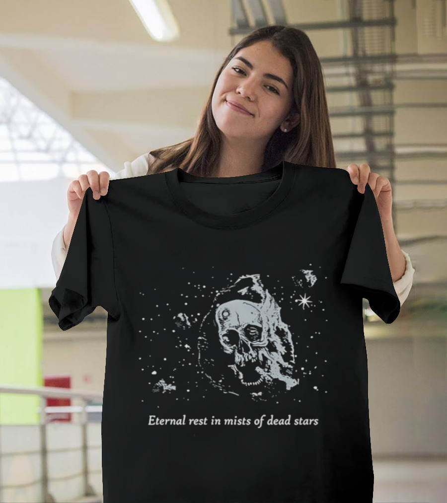 Eternal Rest In Mists Of Dead Stars Skull Space T-Shirt