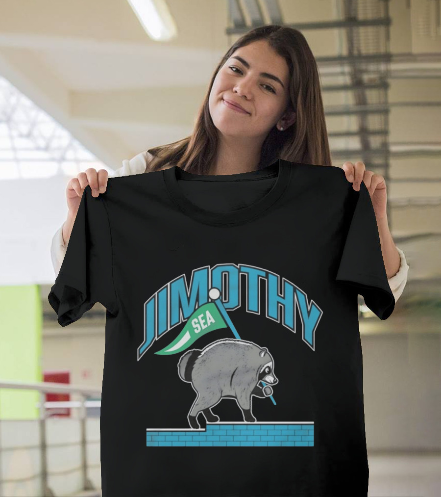Jimothy SEA Raccoon Holding Flag On Brick Wall T-Shirt