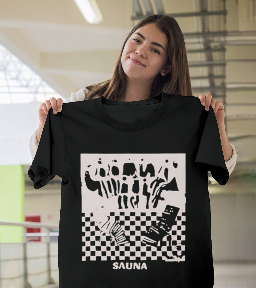 Sauna Checkered Patterns Accordion Instruments T-Shirt