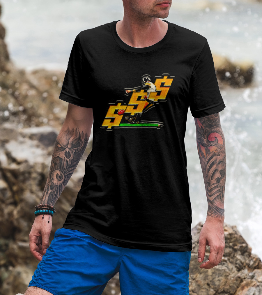 Pittsburgh Steelers Chris Boswell Kicking Football Dollar Sign T-Shirt