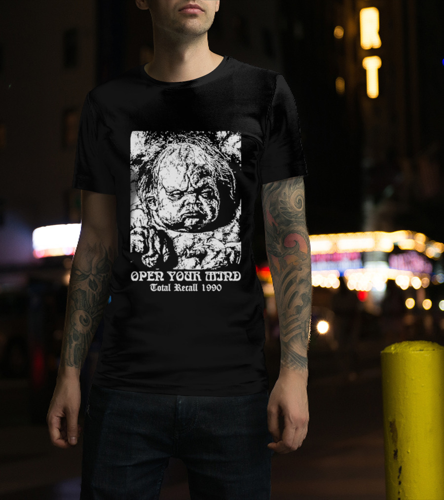 Open Your Mind Total Recall 1990 Arnold Schwarzenegger T-Shirt
