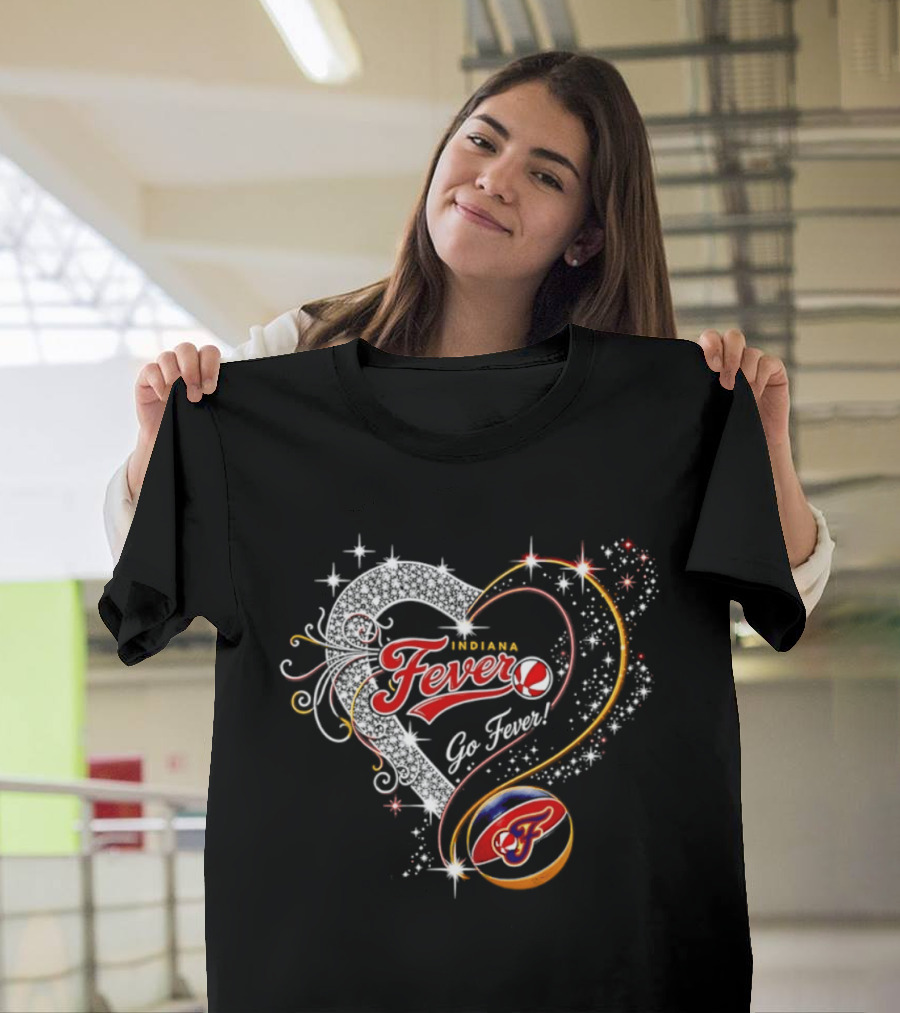 Indiana Fever Heart Go Fever Diamond Sparkle T-Shirt