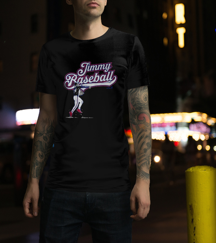 Jimmy Baseball Vintage Style Player Swinging Bat T-Shirt