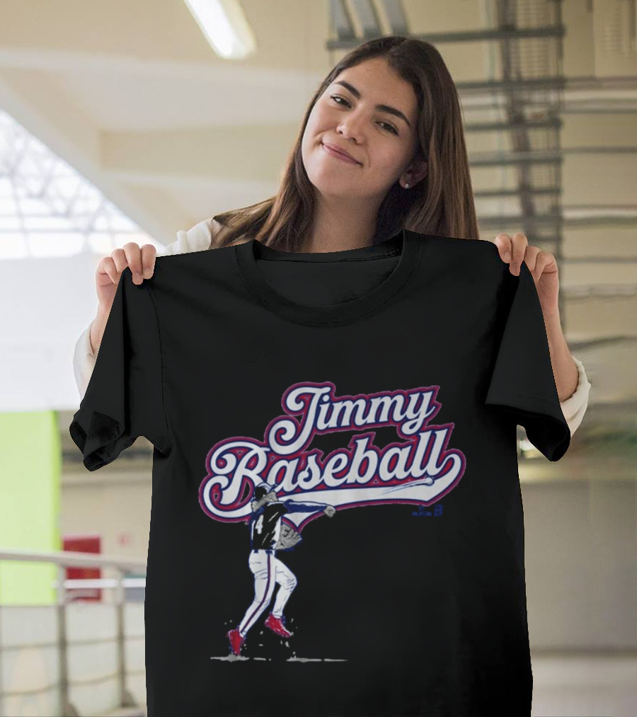 Jimmy Baseball Vintage Style Player Swinging Bat T-Shirt