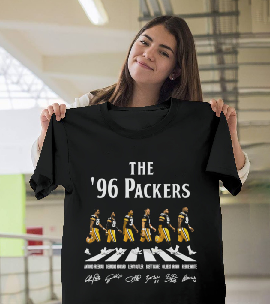 96 Packers Antonio Freeman Desmond Howard Leroy Butler Brett Favre Gilbert Brown Reggie White Signatures Green Bay Packers T-Shirt
