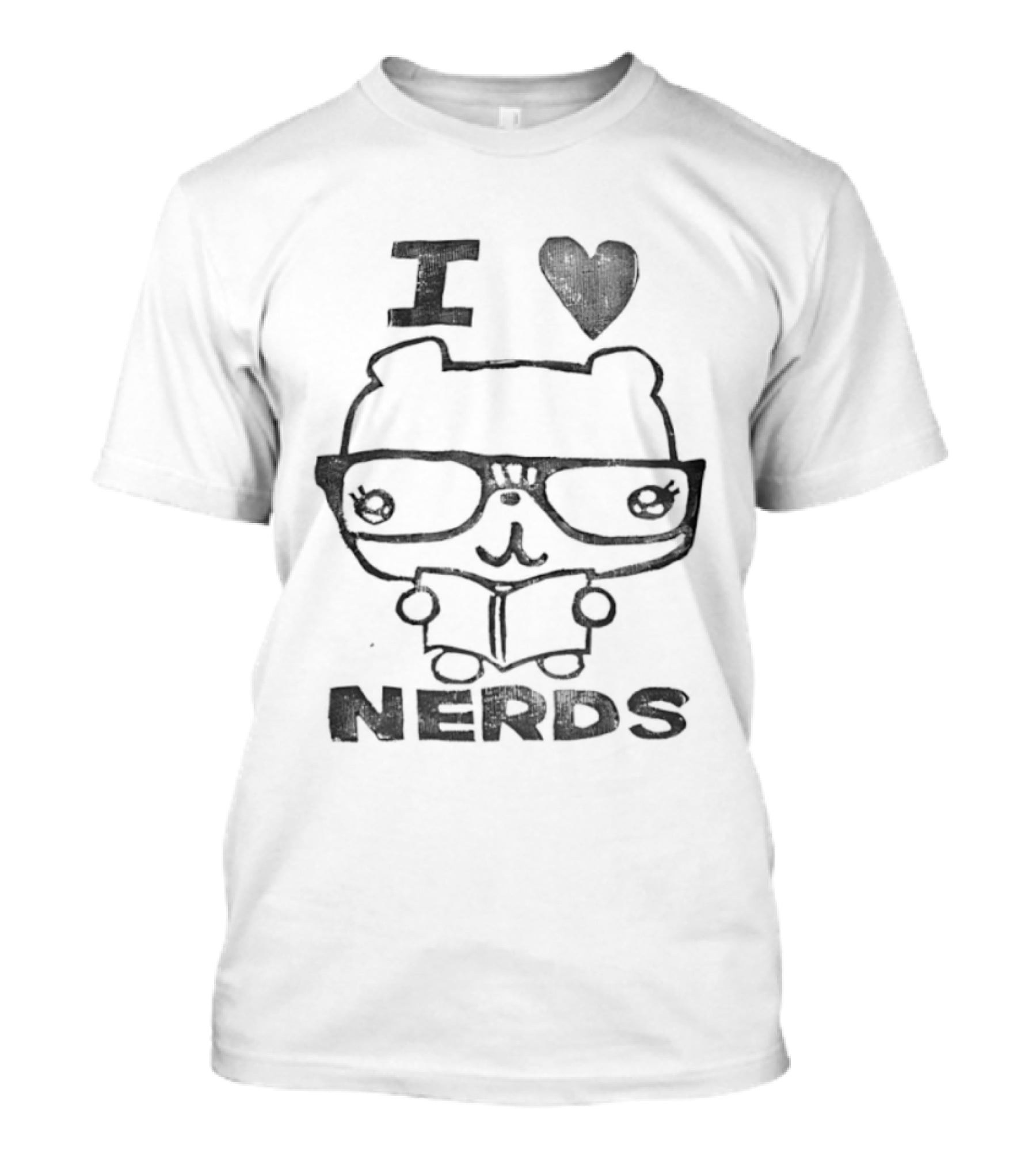 I Love Nerds Bear Reading Book Glasses T-Shirt