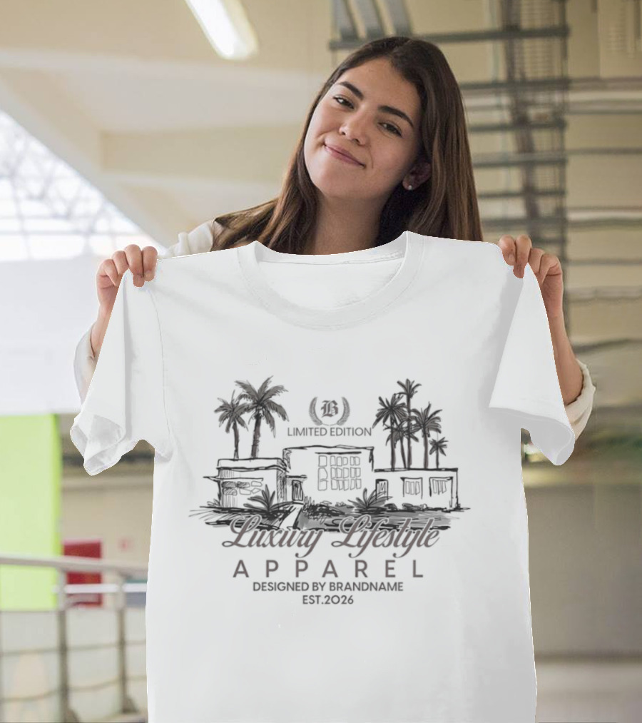 Luxury Lifestyle Apparel Limited Edition Brandname Est 2026 Palm Trees T-Shirt