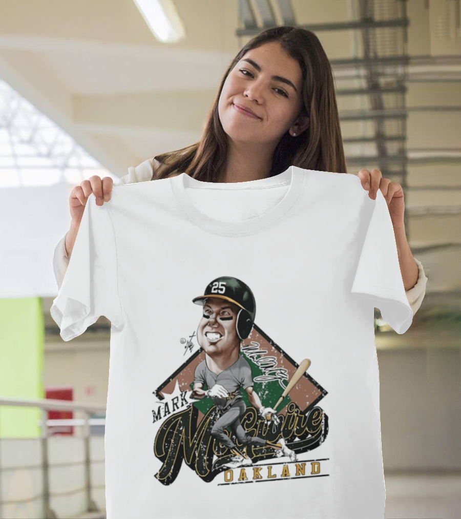 Mark McGwire Oakland Athletics Baseball Caricature Bruce Stark T-Shirt