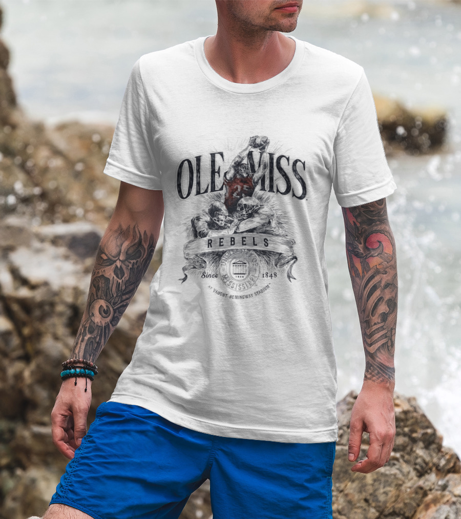 Ole Miss Rebels 1848 Gridiron Hero Vaught Hemingway Stadium T-Shirt