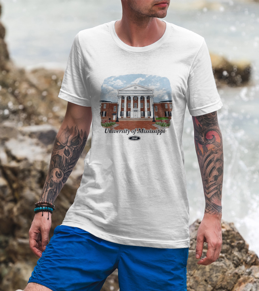University Of Mississippi Ole Miss Rebels Football 1848 Campus Building T-Shirt