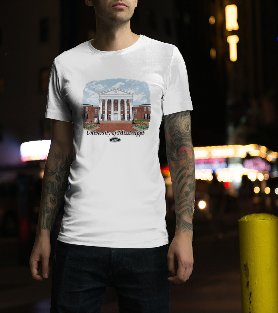 University Of Mississippi Ole Miss Rebels Football 1848 Campus Building T-Shirt