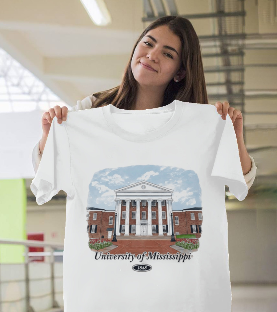 University Of Mississippi Ole Miss Rebels Football 1848 Campus Building T-Shirt