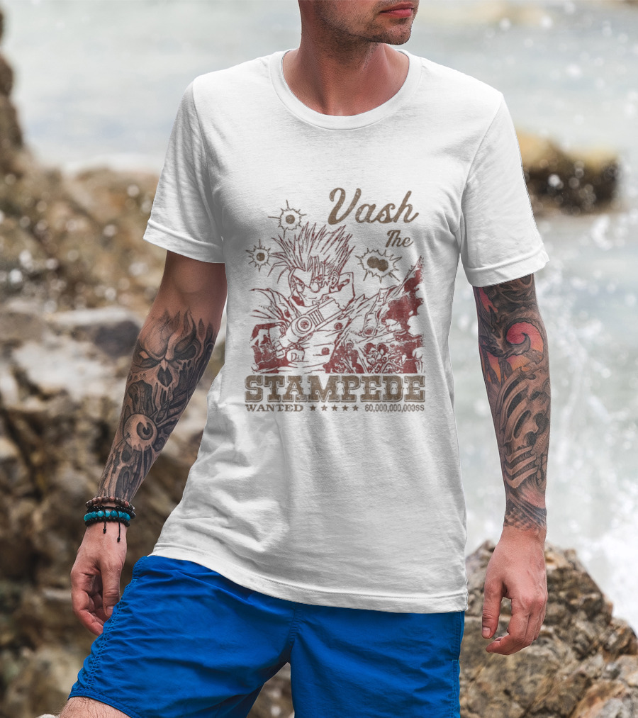 Vash The Stampede Wanted Bounty Hunter Anime T-Shirt