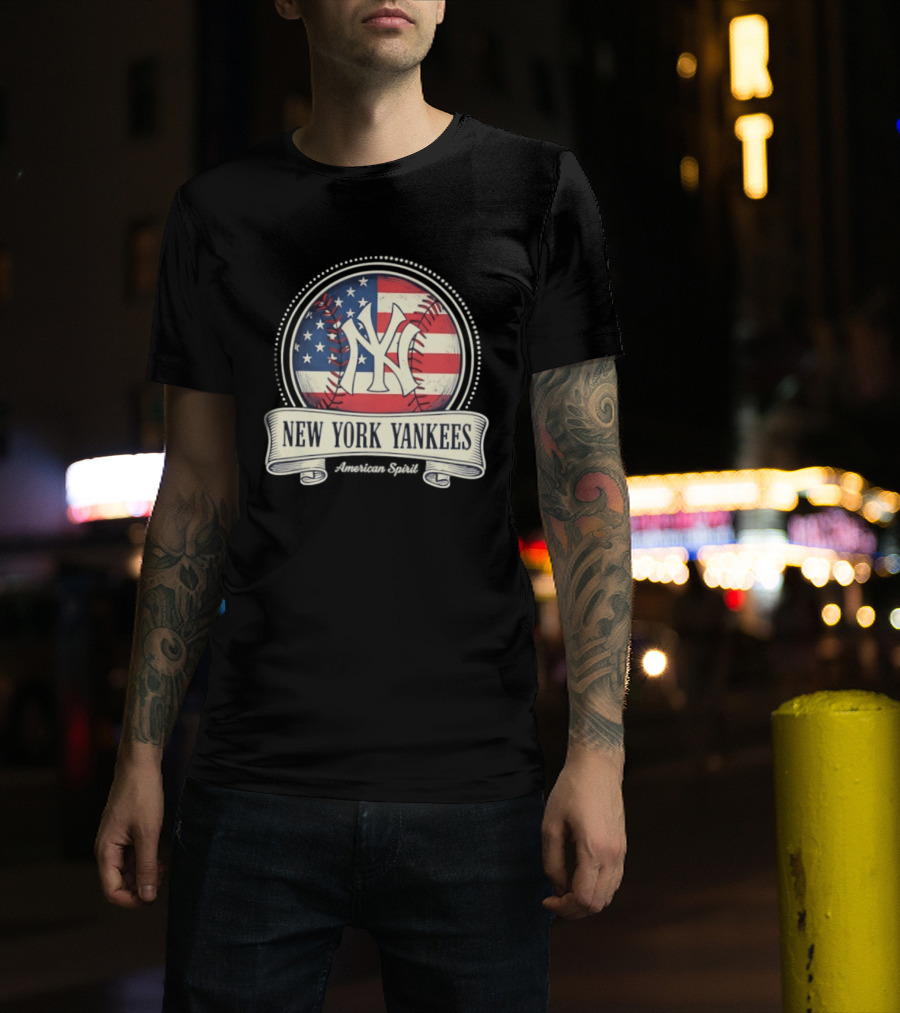 New York Yankees American Flag Baseball Emblem MLB T-Shirt