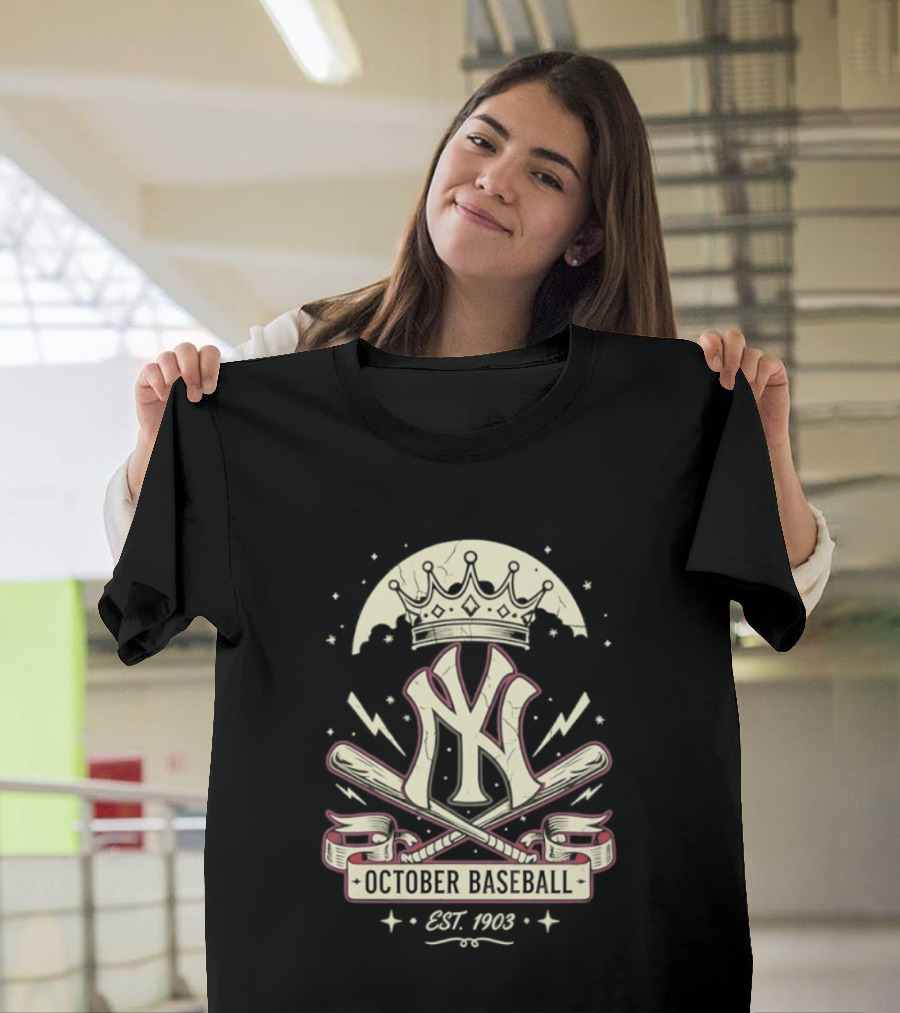 New York Yankees October Baseball Retro Emblem Est 1903 T-Shirt