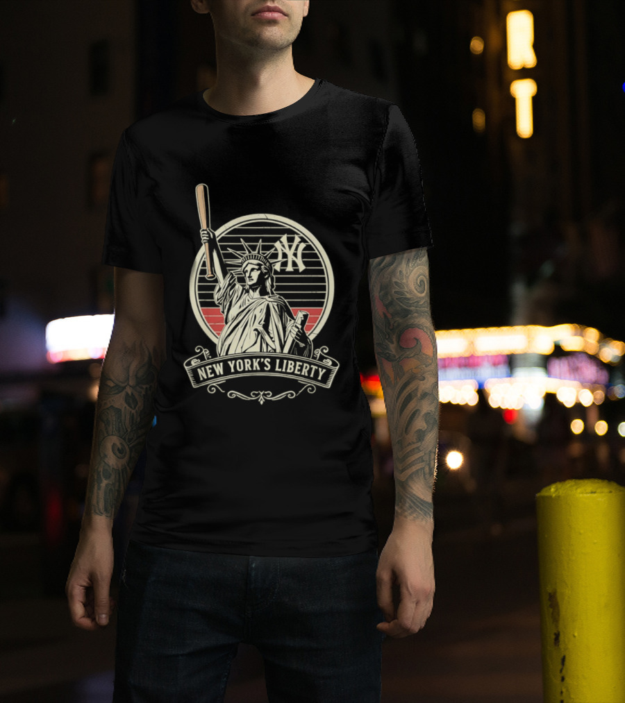 New York Yankees MLB Lady Liberty Bat T-Shirt