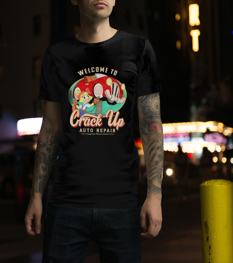Welcome To Crack Up Auto Repair Happy Lane Towtown Cougars T-Shirt