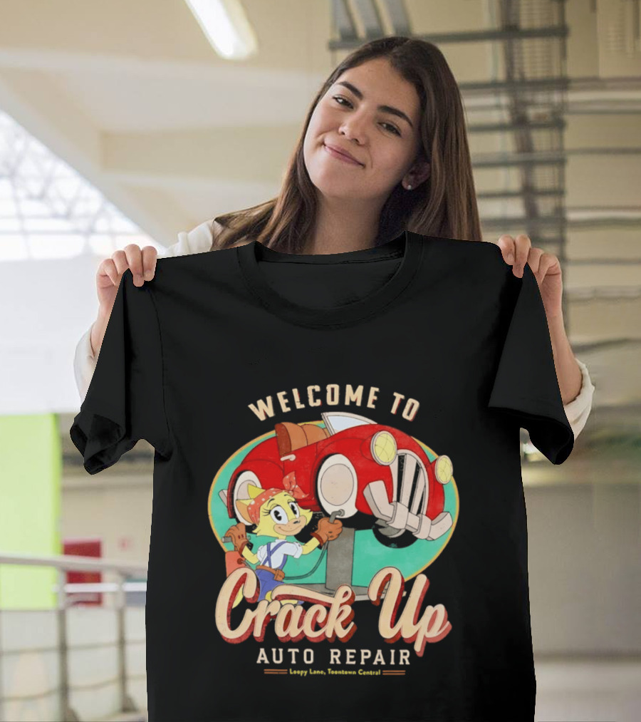 Welcome To Crack Up Auto Repair Happy Lane Towtown Cougars T-Shirt