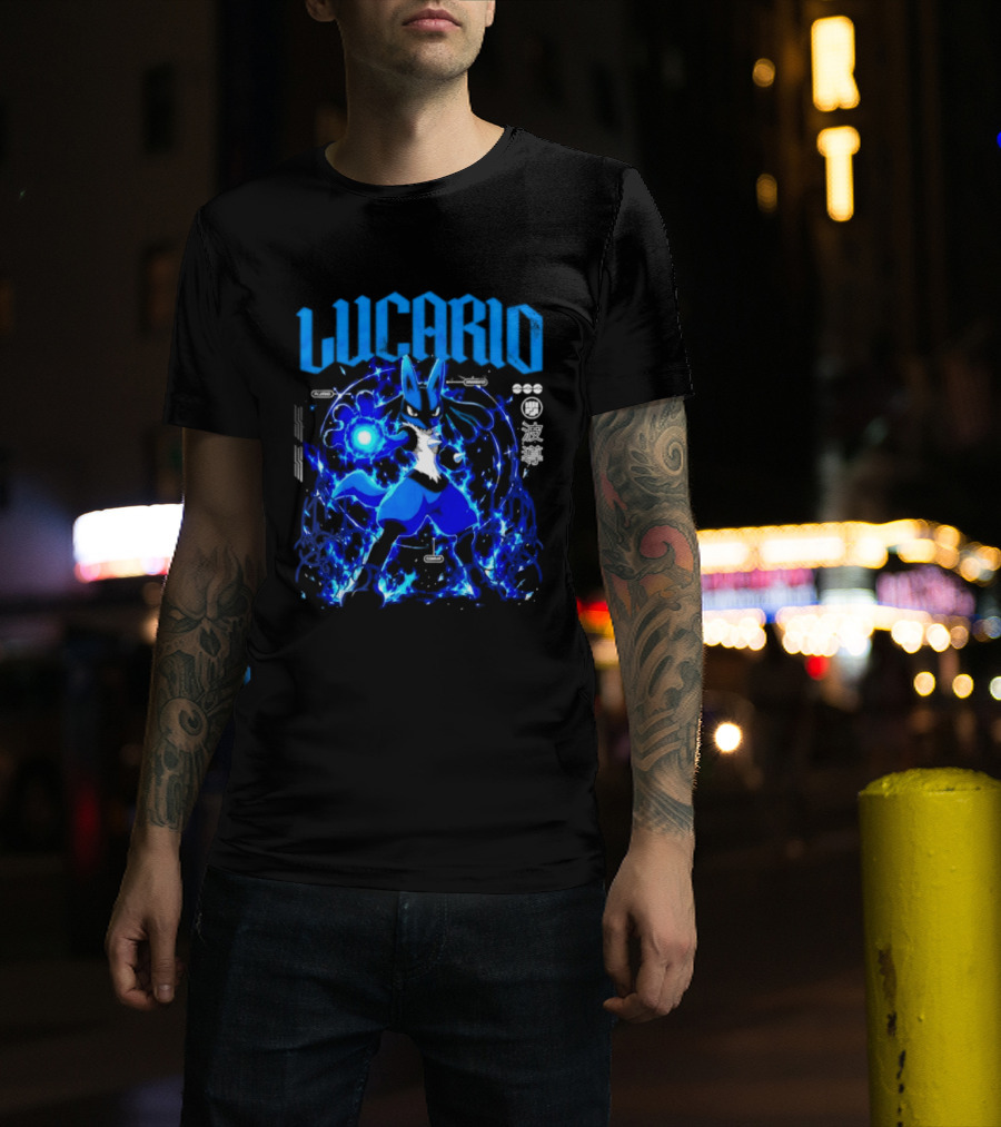 Lucario Fighting Awakened Combat Pokemon Aura Sphere Power T-Shirt