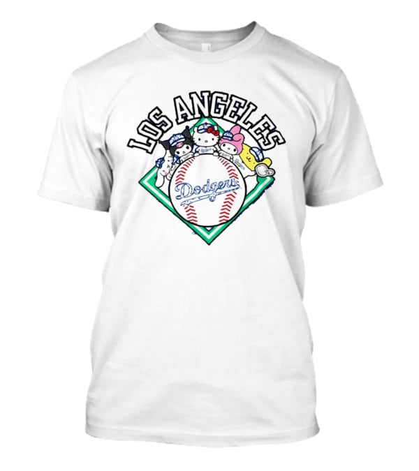 Los Angeles Dodgers Hello Kitty Friends Night Characters T-Shirt