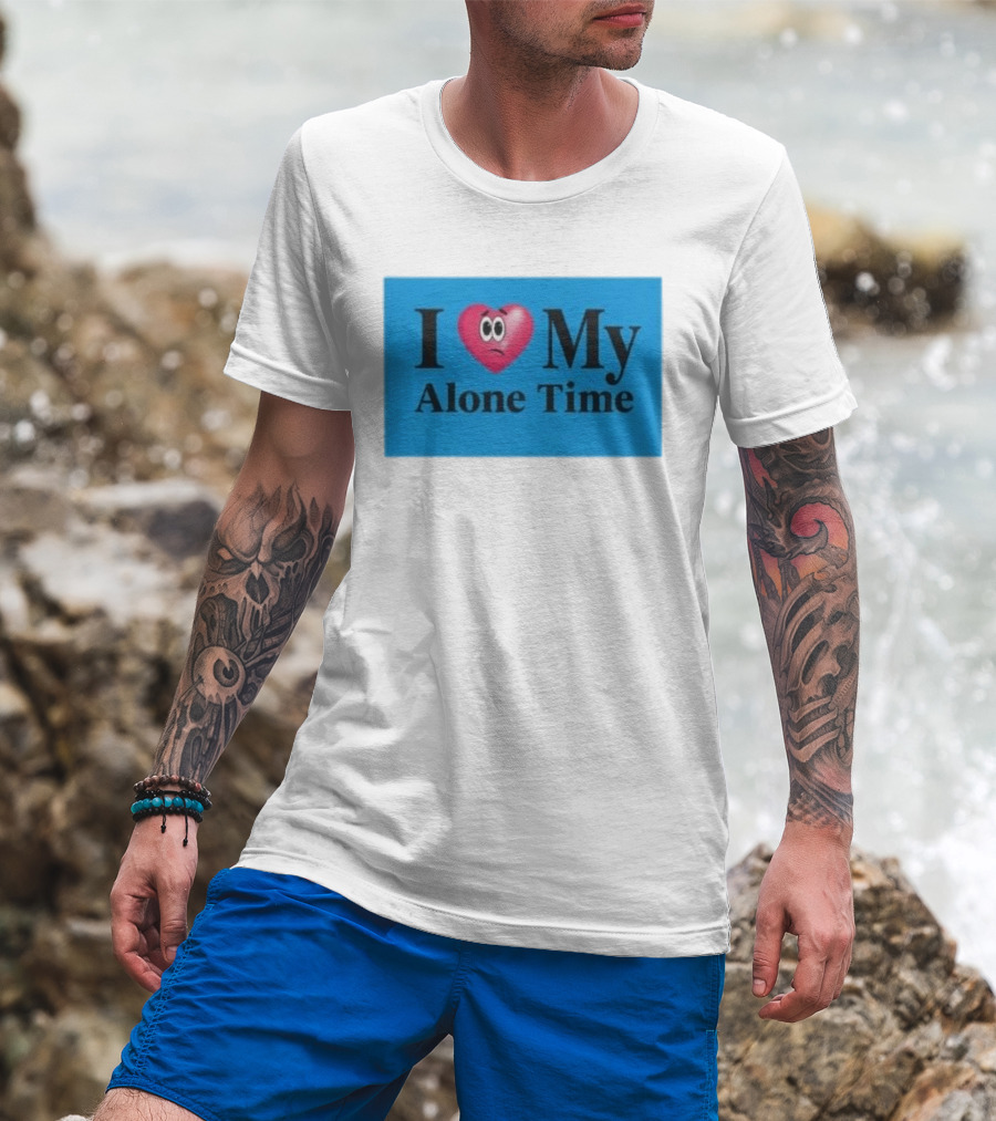 I Heart My Alone Time With Pink Heart Eyes T-Shirt