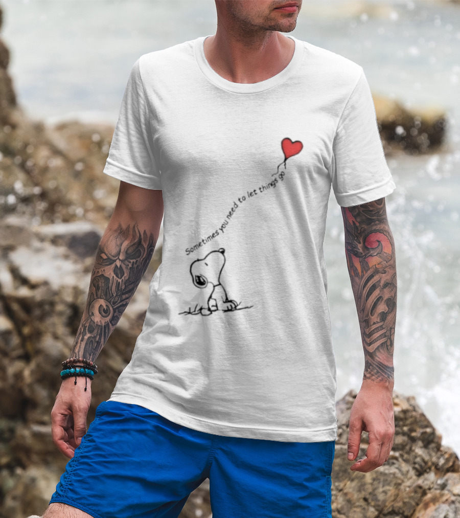 Snoopy Sometimes You Need To Let Things Go Heart Balloon Peanuts T-Shirt