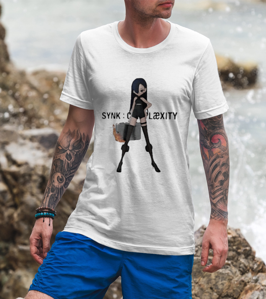 SYNK COMPLaeXITY Mysterious Anime Character With Burning Suitcase T-Shirt