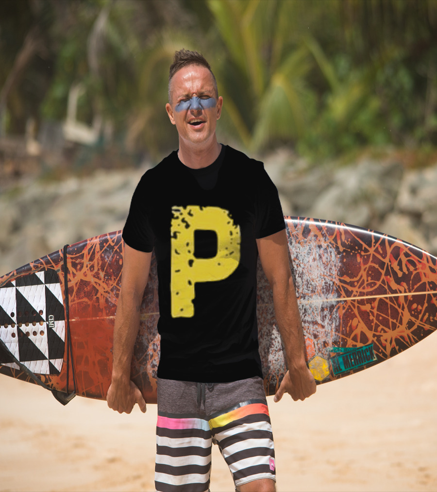 2026 Pirates IUP Night Yellow Pirate Letter P T-Shirt