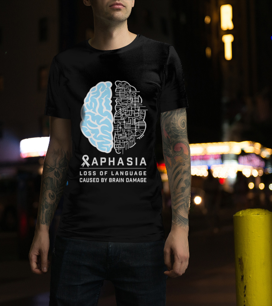Aphasia Awareness Ribbon Brain Design Loss Of Language Caused By Brain Damage T-Shirt
