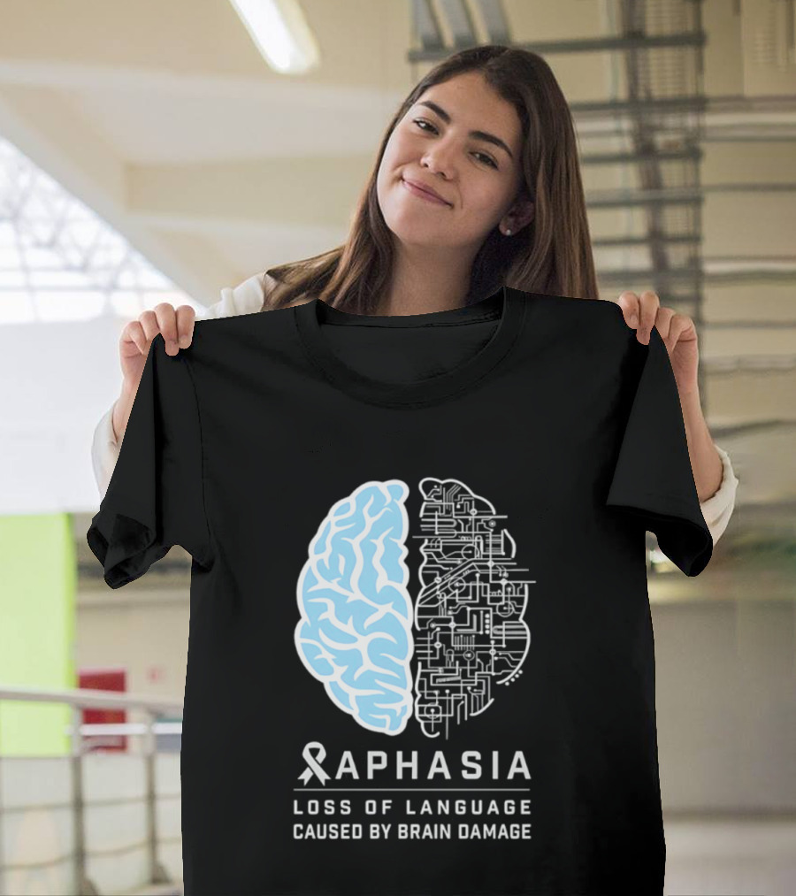 Aphasia Awareness Ribbon Brain Design Loss Of Language Caused By Brain Damage T-Shirt