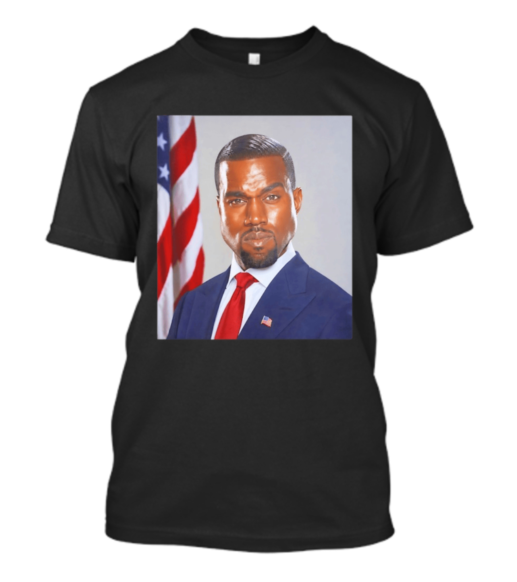 Kanye West Ye Political Portrait American Flag Suit And Tie T-Shirt