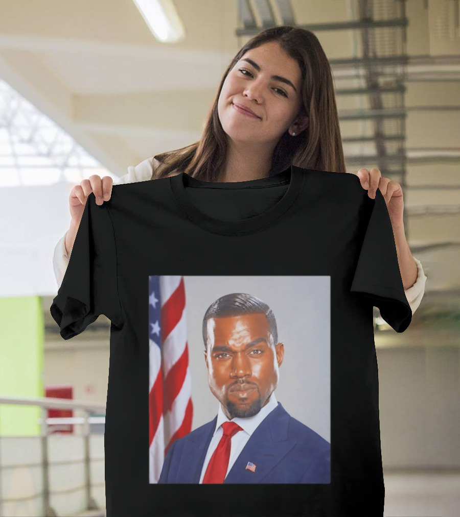 Kanye West Ye Political Portrait American Flag Suit And Tie T-Shirt