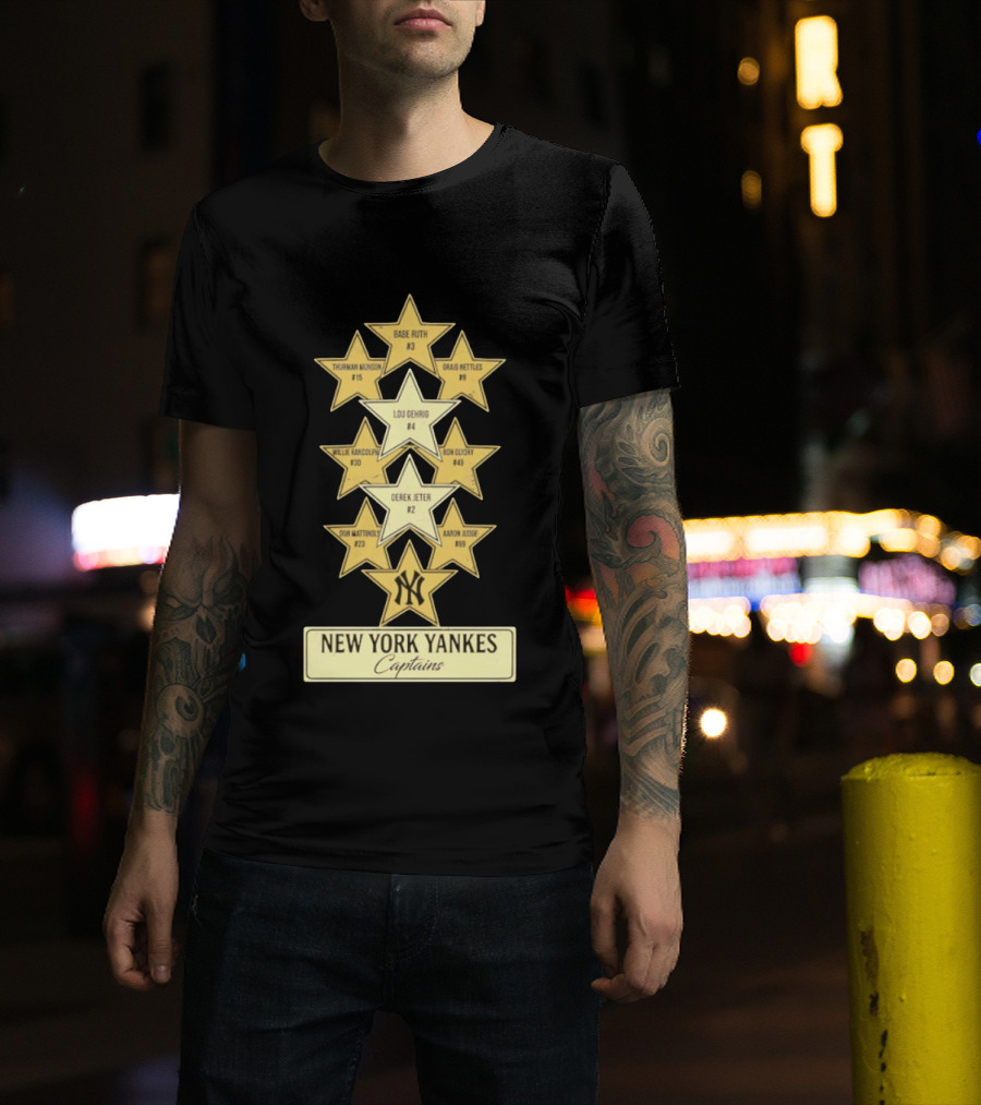 New York Yankees Captains Babe Ruth Lou Gehrig Derek Jeter Thurman Munson Graig Nettles Willie Randolph Ron Guidry Don Mattingly Aaron Judge T-Shirt
